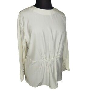 Pari Passu Ivory Silk Gathered Emira Blouse Size 18 Shape D